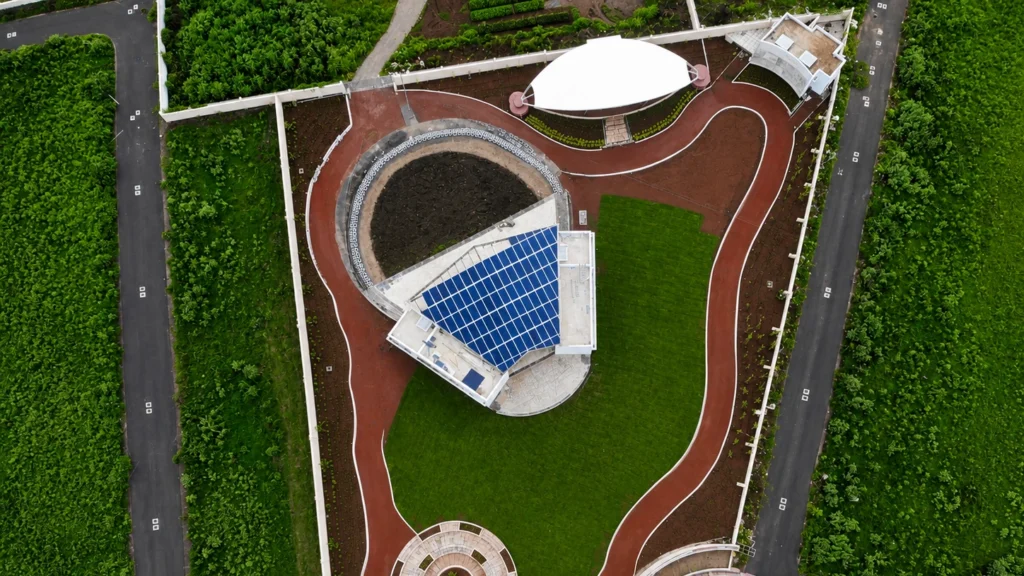 (birds eye view) barrel vault in landscape