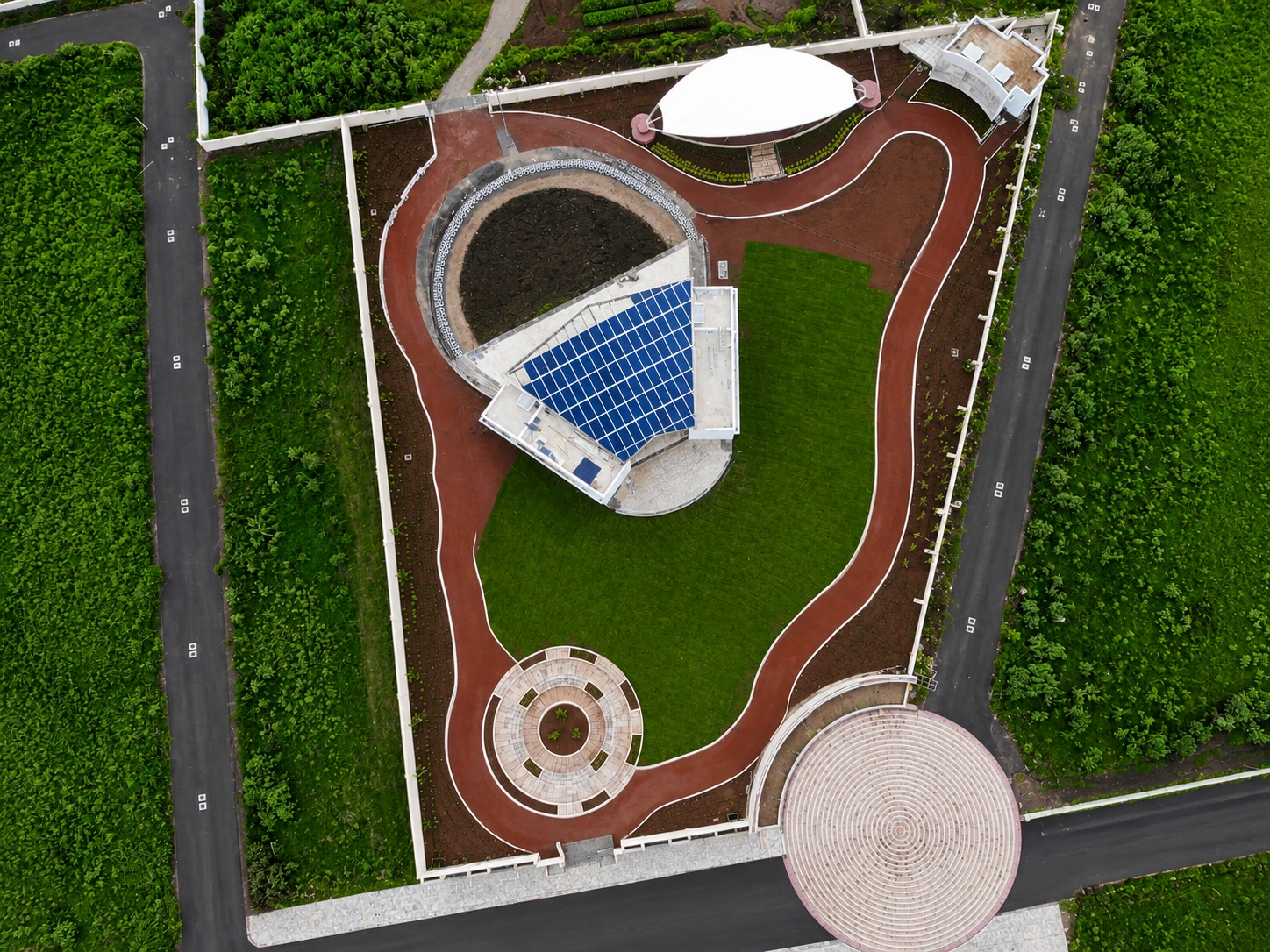 (birds eye view) barrel vault in landscape