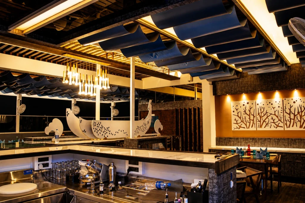 fabric ceiling interior for cafe