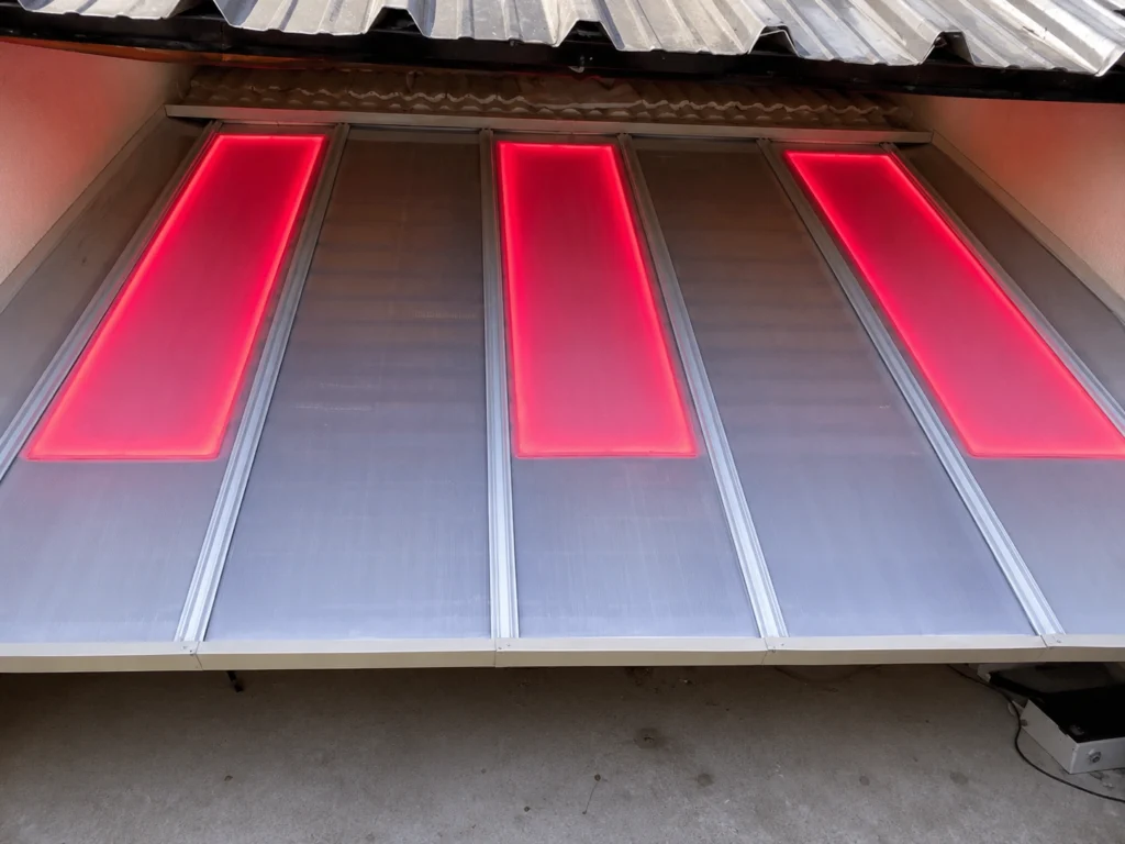 o.t.s standing seam polycarbonate roof with in built lighting